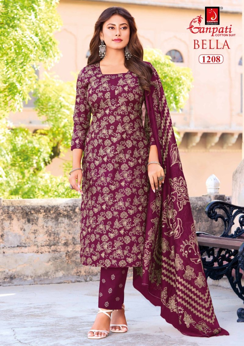 Bella Pant Vol 12 By Ganpati Printed Cotton Dress Material 